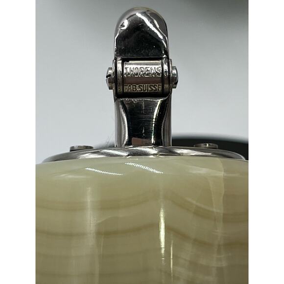 Theron’s Vintage Polished Banded Agate Onyx Chrome Table Lighter Double Claw - Picture 10 of 12